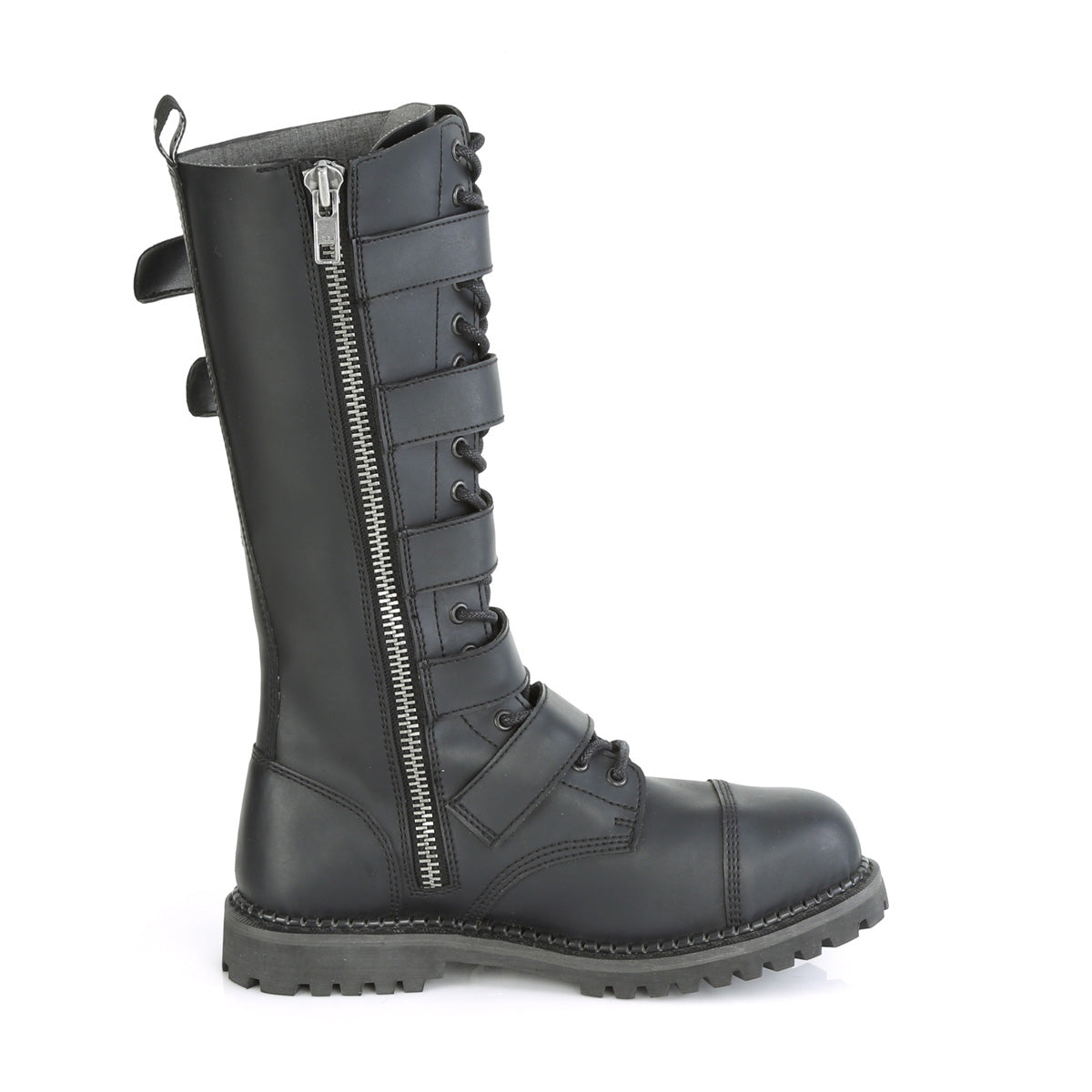 DemoniaCult Stivali da uomo RIOT-18bk blk vegan in pelle
