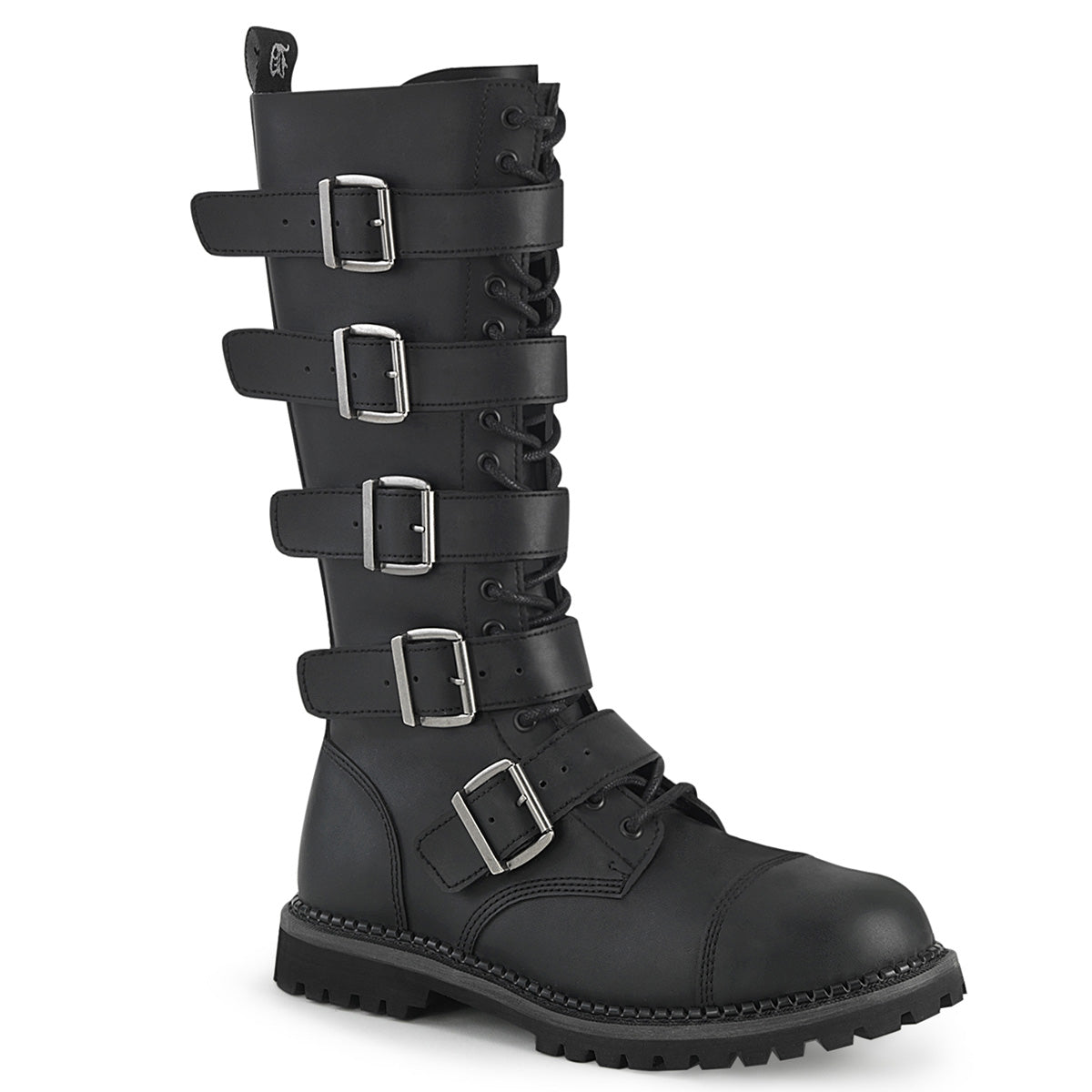 DemoniaCult Stivali da uomo RIOT-18bk blk vegan in pelle