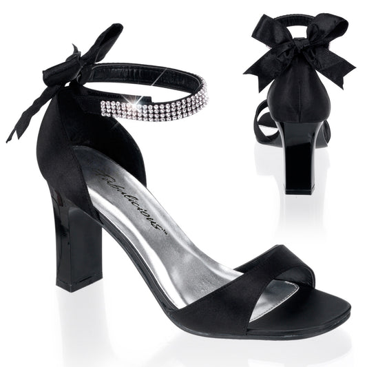 Pleaser Pink Label Pompe da donna ROMANCE-372 Blk satin.