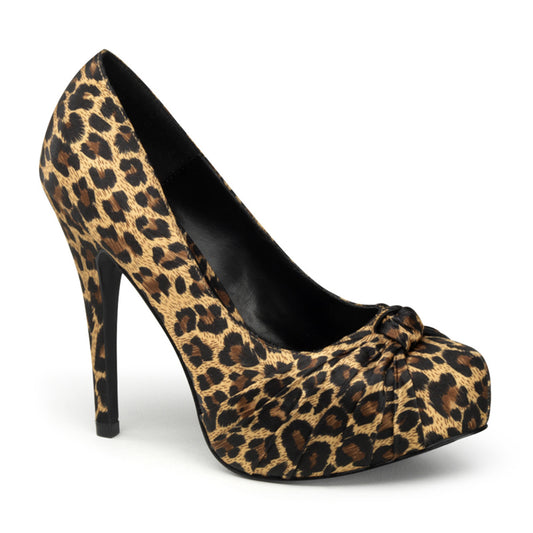Pin Up Couture Pompe da donna SAFARI-06 Tab Leopard Stampa Satin
