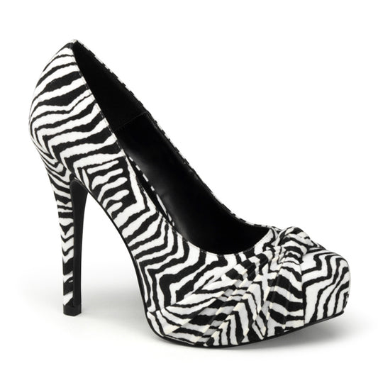Pin Up Couture Pompe da donna SAFARI-06 Blk-Wht Zebra Stampa Velvet