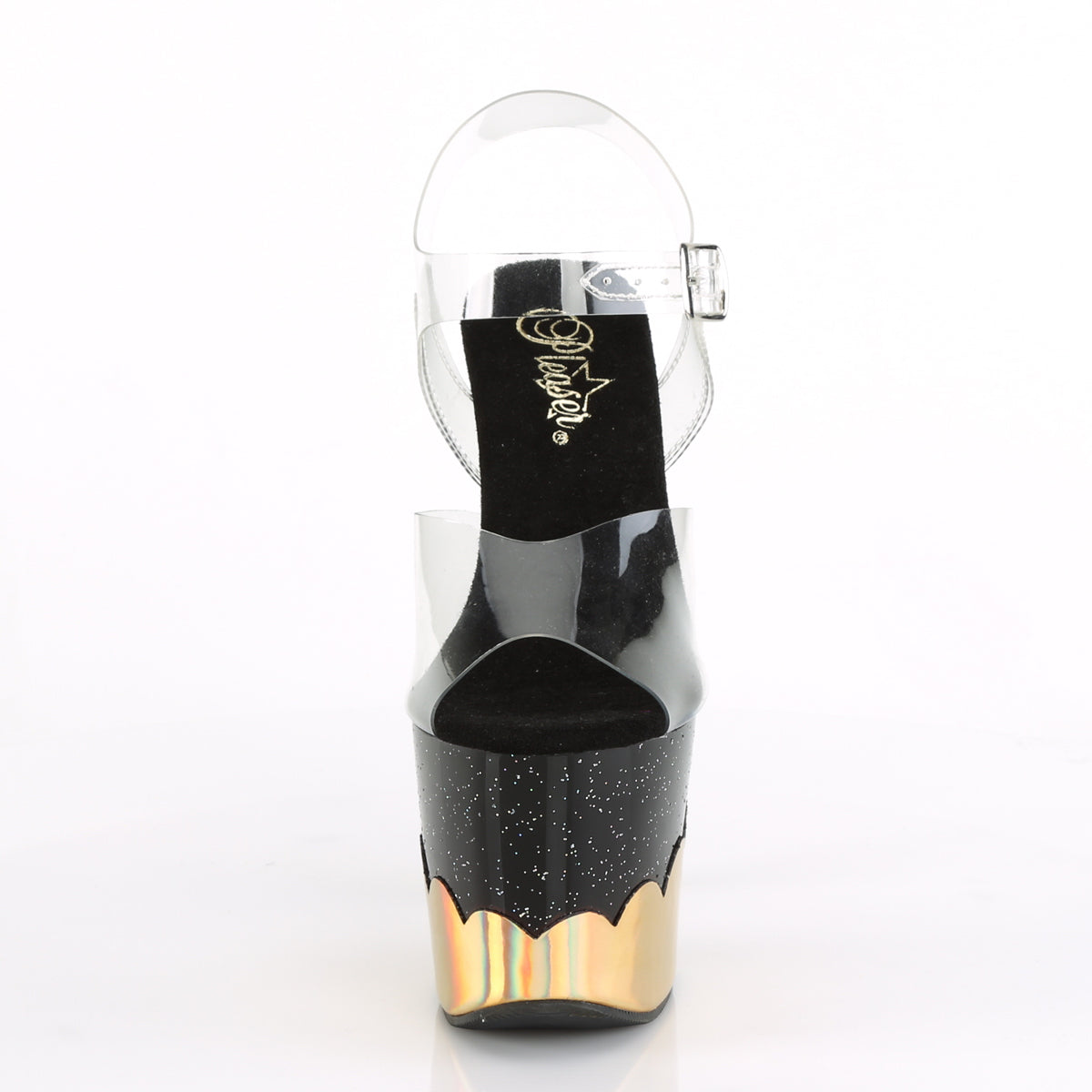 Pleaser Sandali da donna SCALLOP-708-2HGM CLR / Ologramma BLK-GOLD