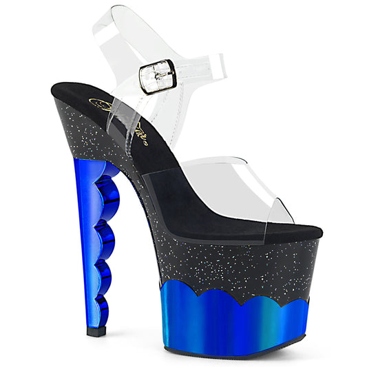 Pleaser Sandali da donna SCALLOP-708-2HGM CLR / BLK-Blue Hologram