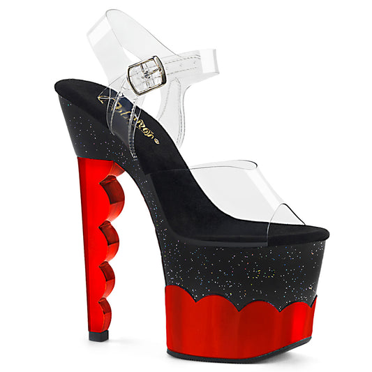Pleaser Sandali da donna SCALLOP-708-2HGM CLR / Blk-Red Hologram