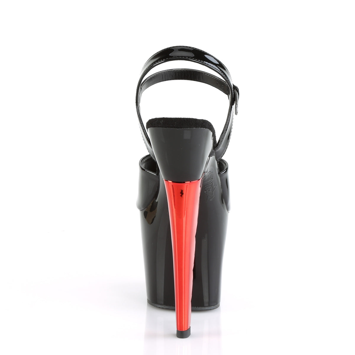Pleaser Sandali da donna SCALLOP-709ch BLK PAT / BLK-RED Chrome