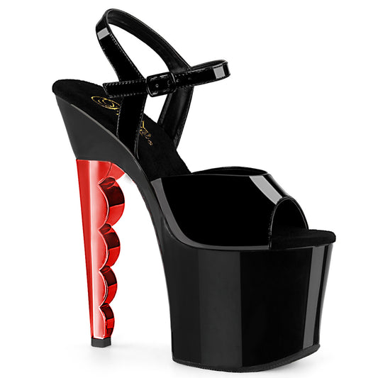 Pleaser Sandali da donna SCALLOP-709ch BLK PAT / BLK-RED Chrome