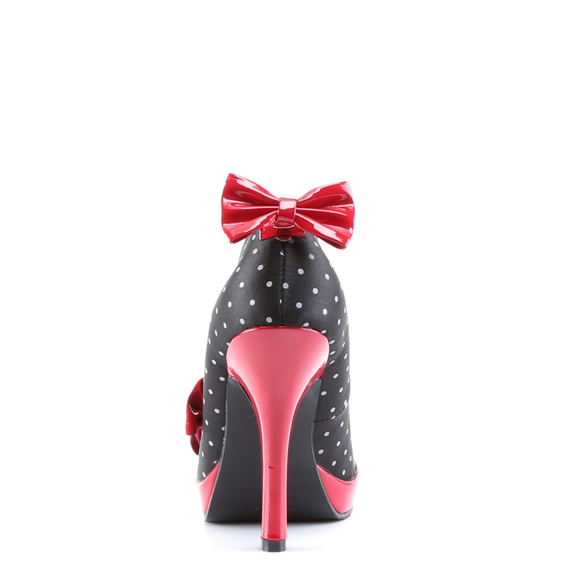 Pin Up Couture Womens Pumps SECRET-12 Blk Satin-Red Pat (Polka Dots Print)
