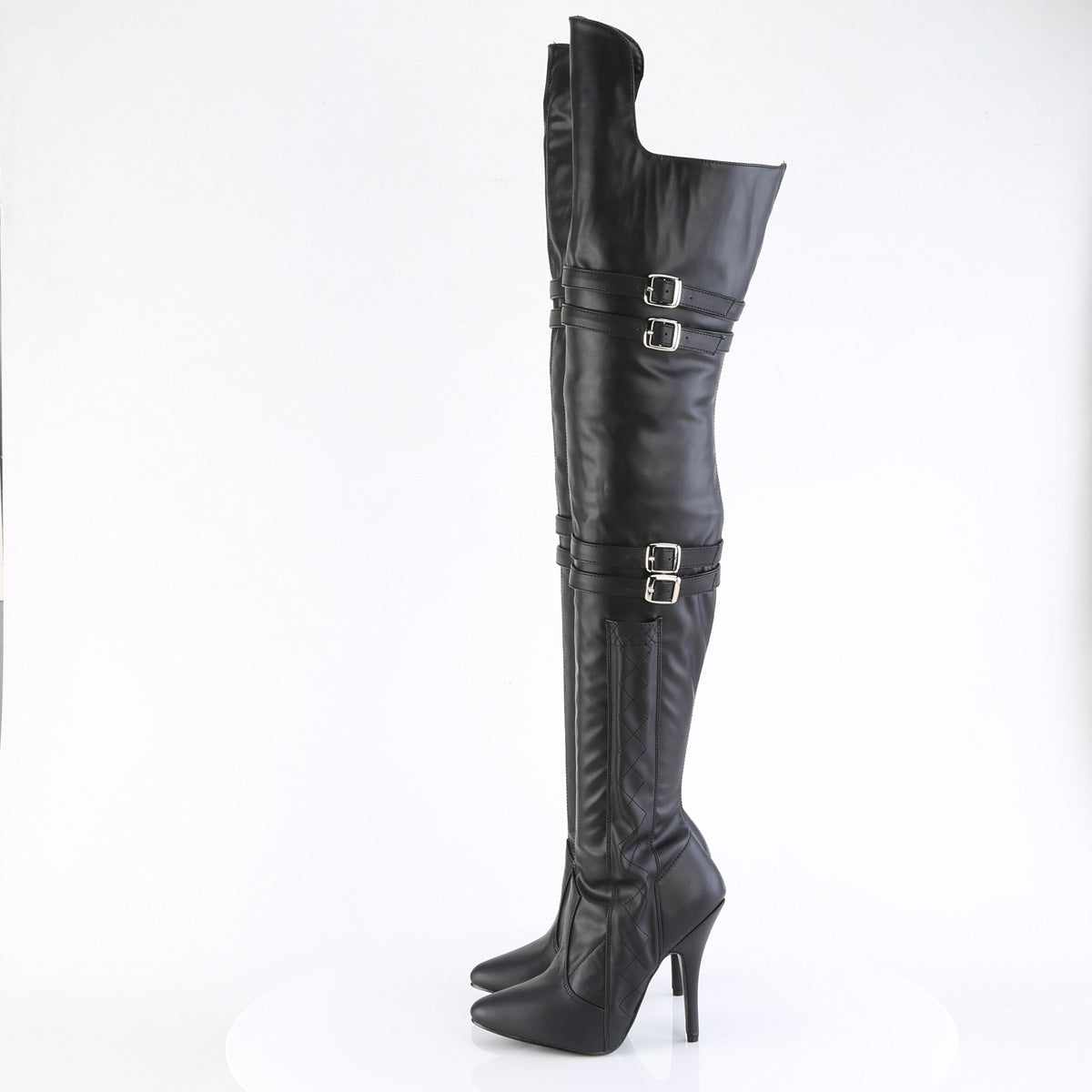 Pleaser Boots SEDUCE-3080 Blk Str. Faux Leather