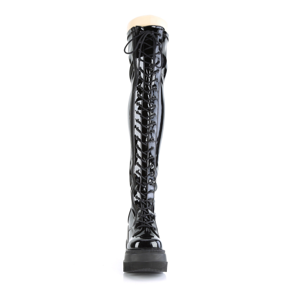 DemoniaCult Stivali da donna SHAKER-374 BLK Stretch Brevet
