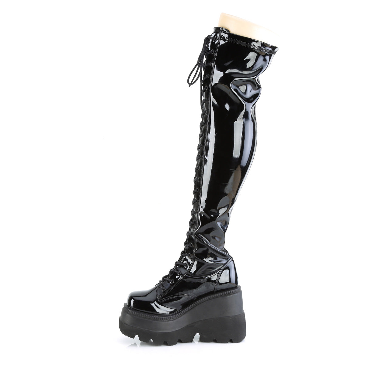 DemoniaCult Stivali da donna SHAKER-374 BLK Stretch Brevet