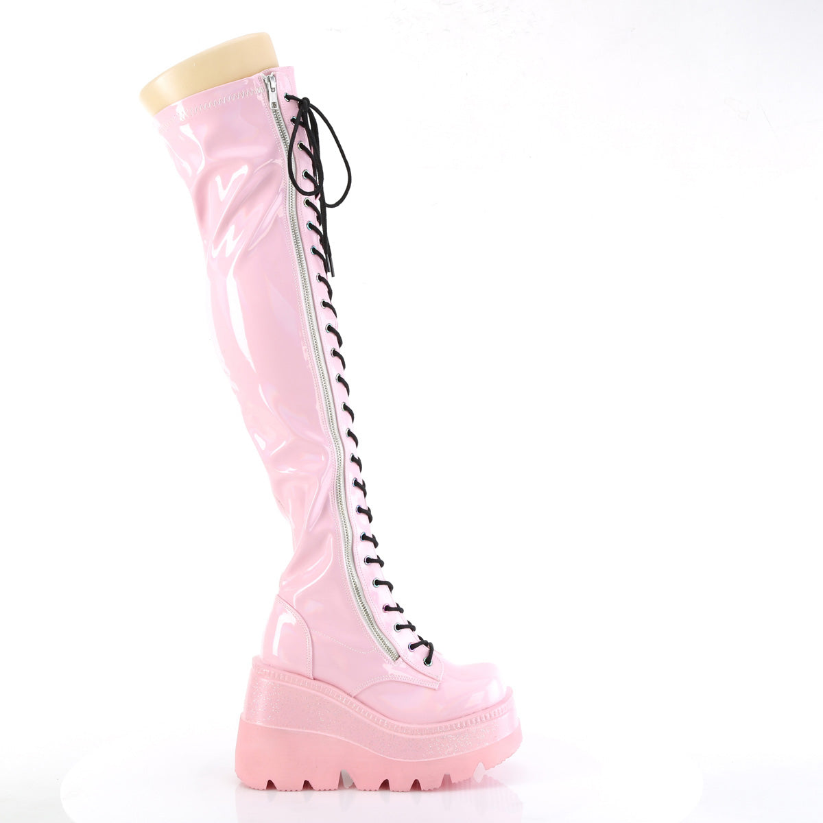 DemoniaCult Stivali da donna SHAKER-374 B. Brevet rosa elogramma