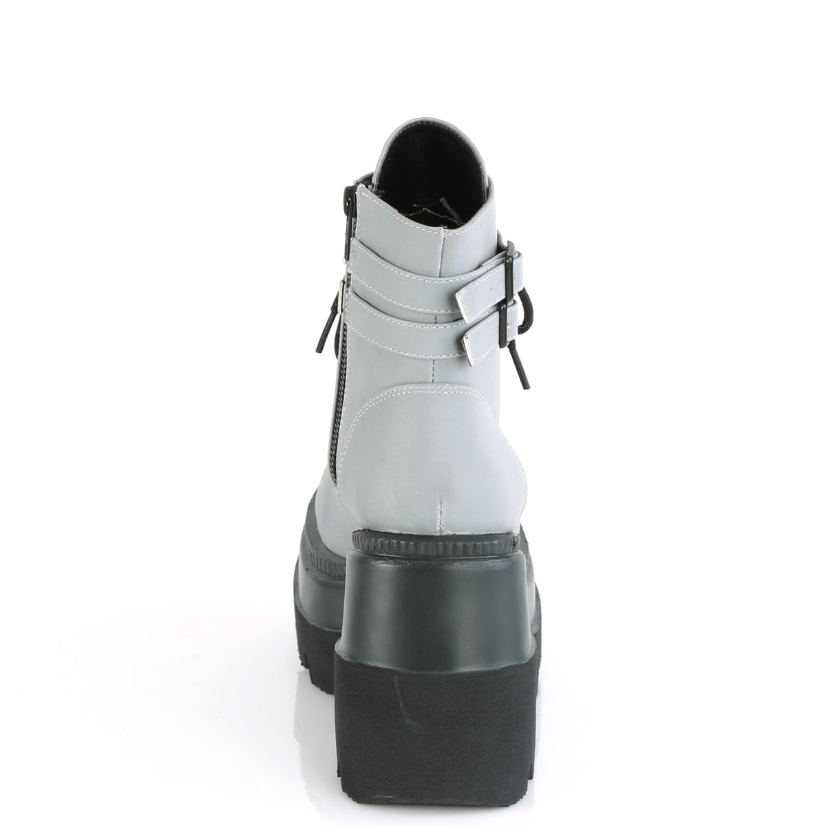 DemoniaCult Stivali alla caviglia femminile SHAKER-52 riflettente grigio