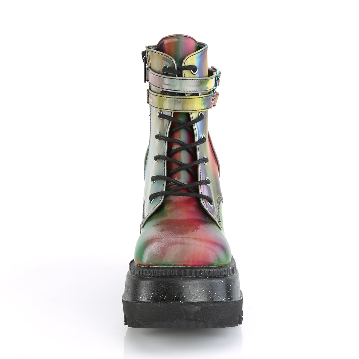 DemoniaCult Stivali alla caviglia femminile SHAKER-52 Rainbow Riflessivo