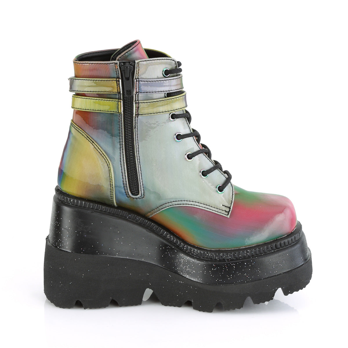DemoniaCult Stivali alla caviglia femminile SHAKER-52 Rainbow Riflessivo