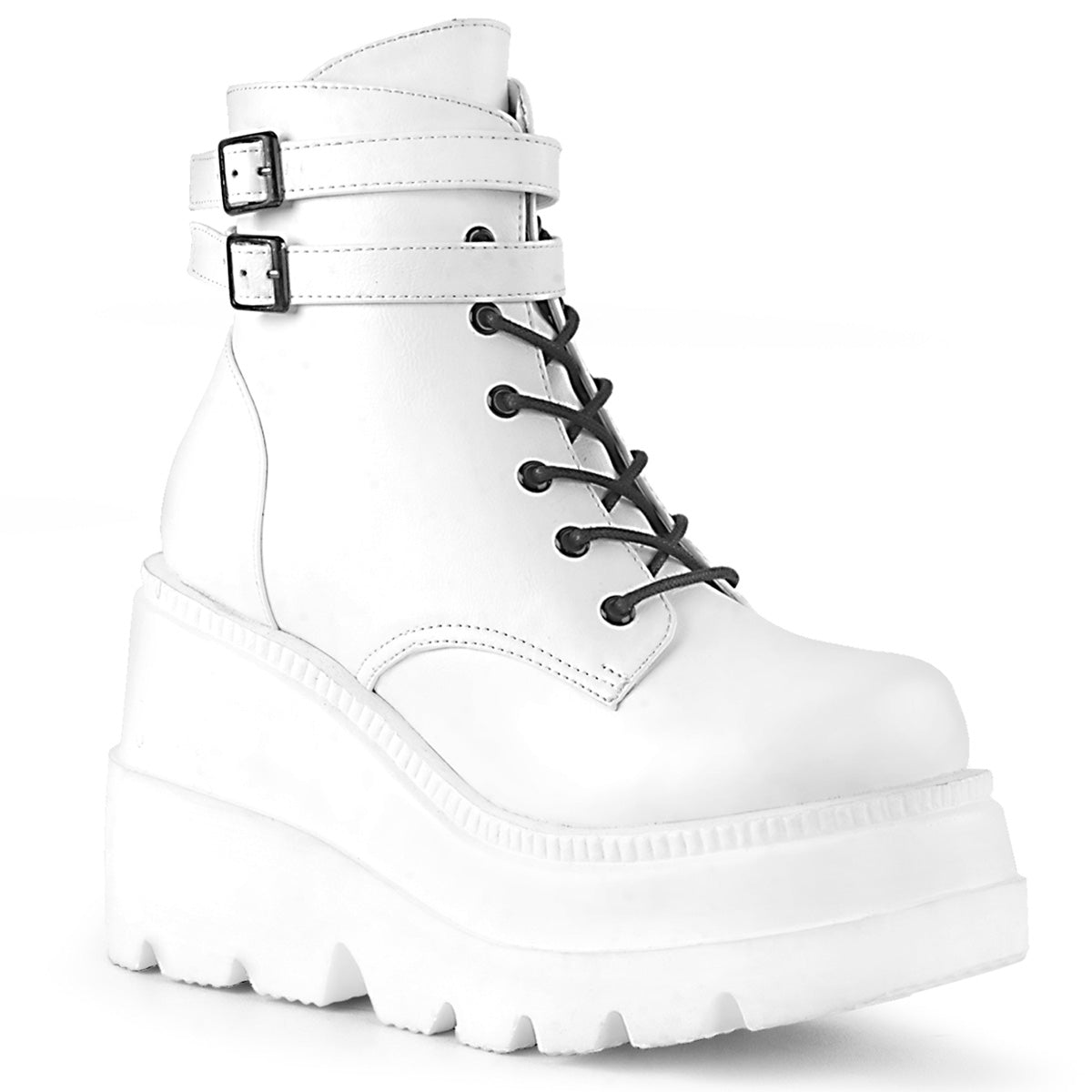 DemoniaCult Stivali alla caviglia SHAKER-52 pelle vegana WHT