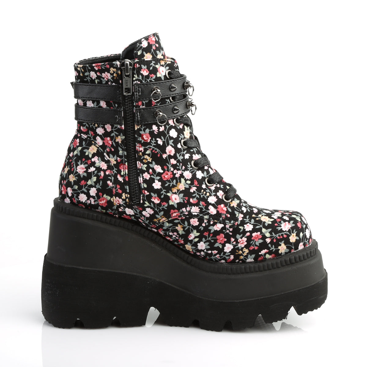 DemoniaCult Womens Ankle Boots SHAKER-52ST Floral Fabric