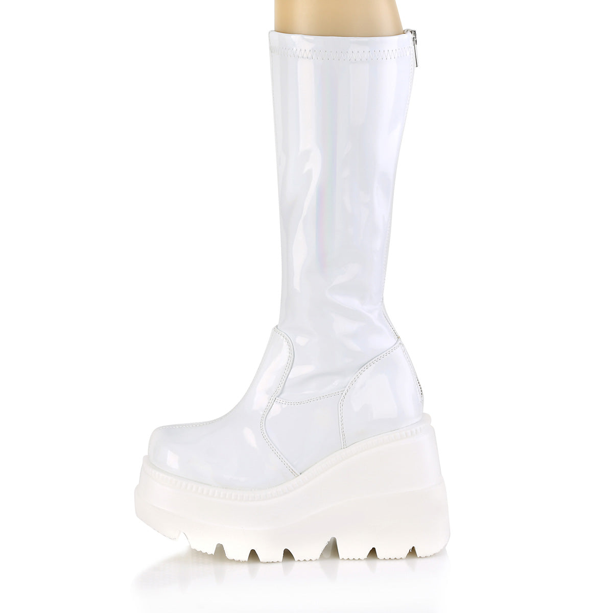 DemoniaCult Stivali da donna SHAKER-65 ologramma WHT