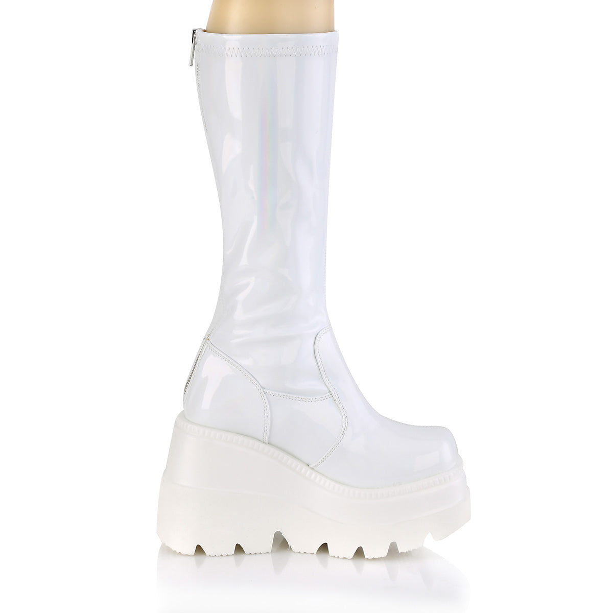 DemoniaCult Stivali da donna SHAKER-65 ologramma WHT