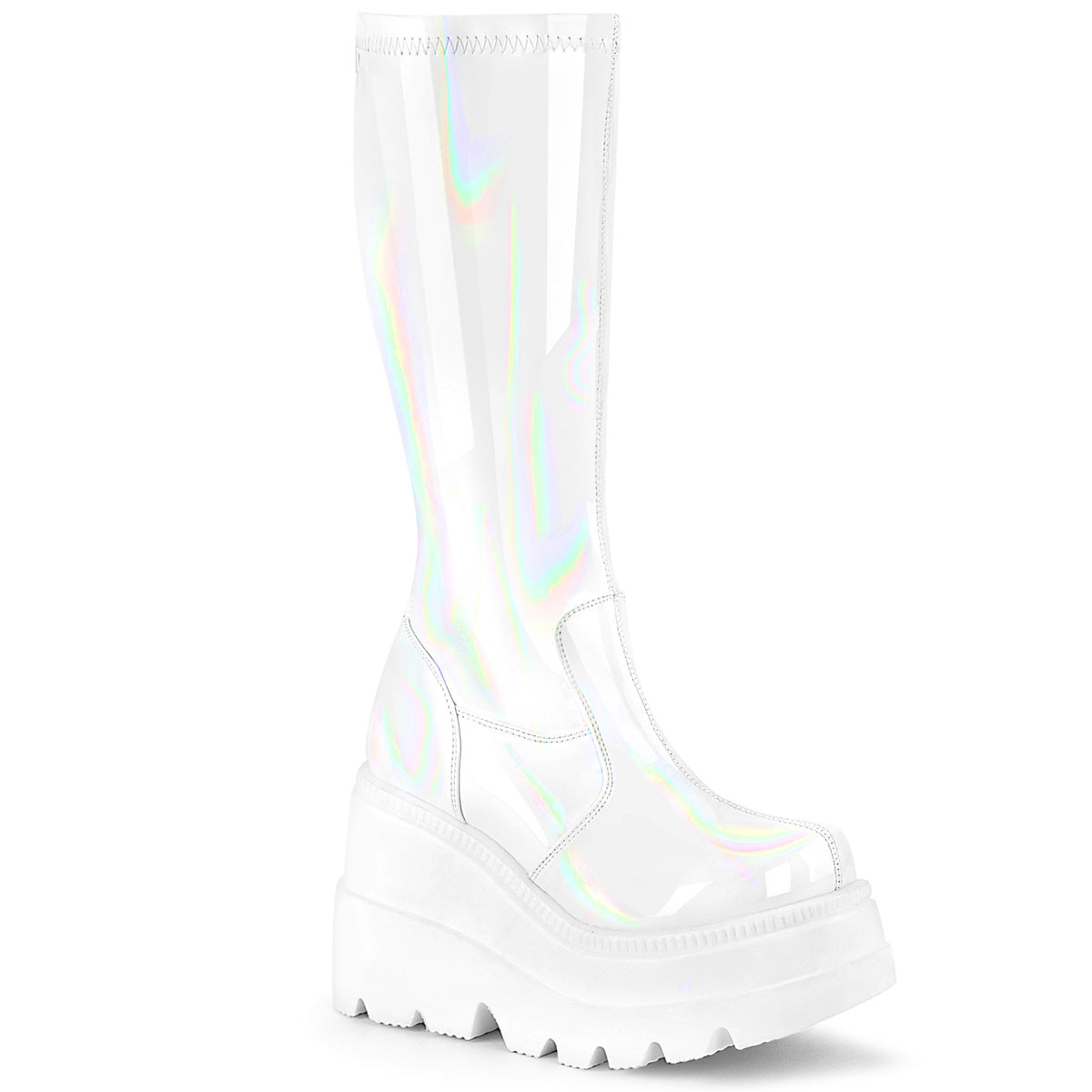 DemoniaCult Stivali da donna SHAKER-65 ologramma WHT