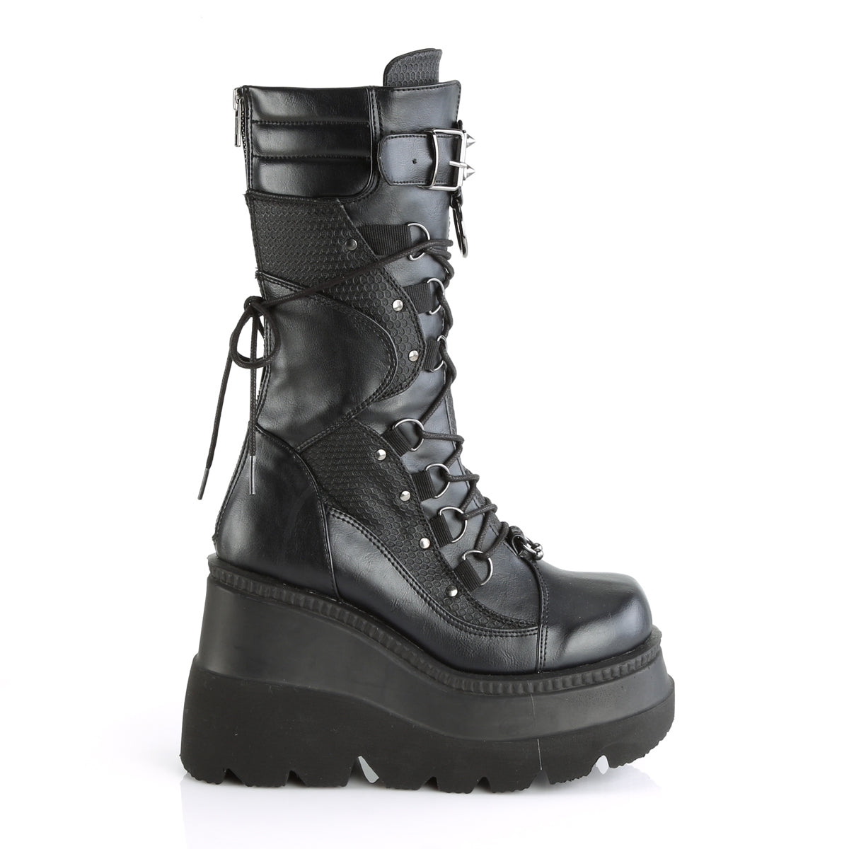 DemoniaCult Stivali da donna SHAKER-70 pelle vegana BLK
