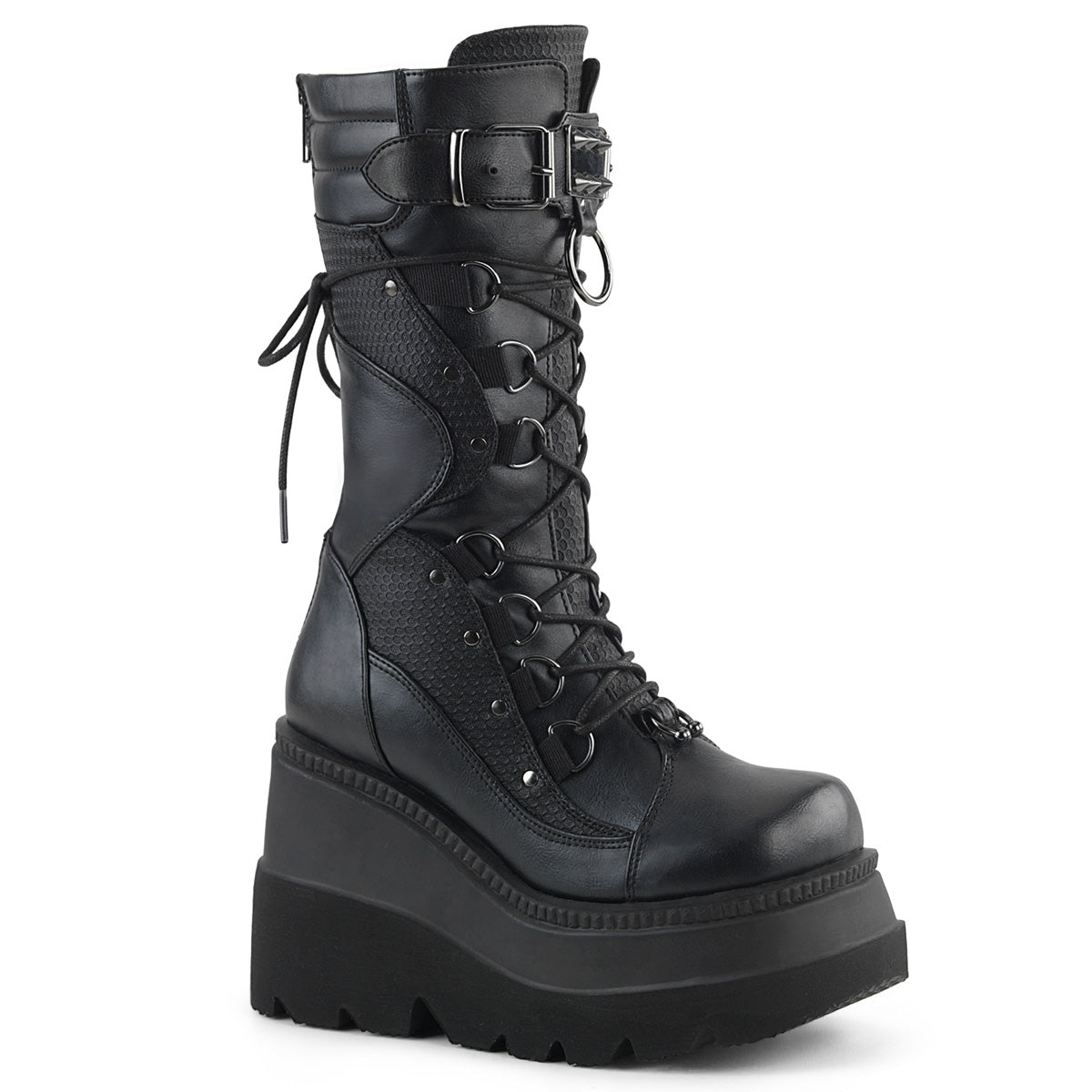 DemoniaCult Stivali da donna SHAKER-70 pelle vegana BLK
