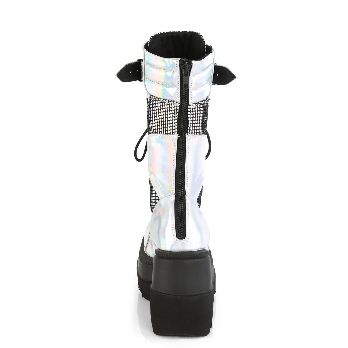 DemoniaCult Stivali da donna SHAKER-70 olo d'argento. Nethegnet in pelle vegana in pelle-blk