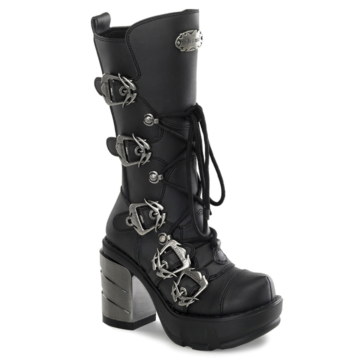 DemoniaCult Stivali da donna SINISTER-203 pelle vegana BLK