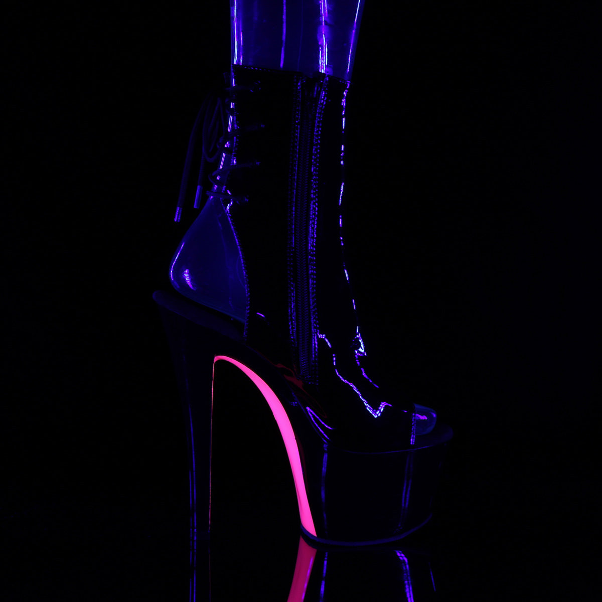 Pleaser Stivaletti da donna SKY-1018tt Blk Pat / Blk-Neon H. rosa