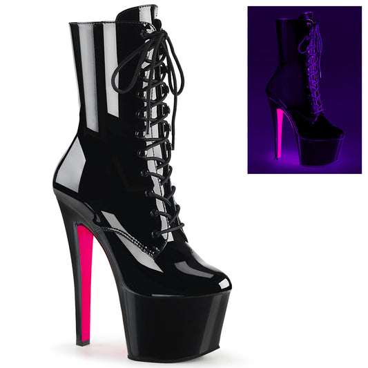 Pleaser Stivaletti da donna SKY-1020tt Blk Pat / Blk-Neon H. rosa
