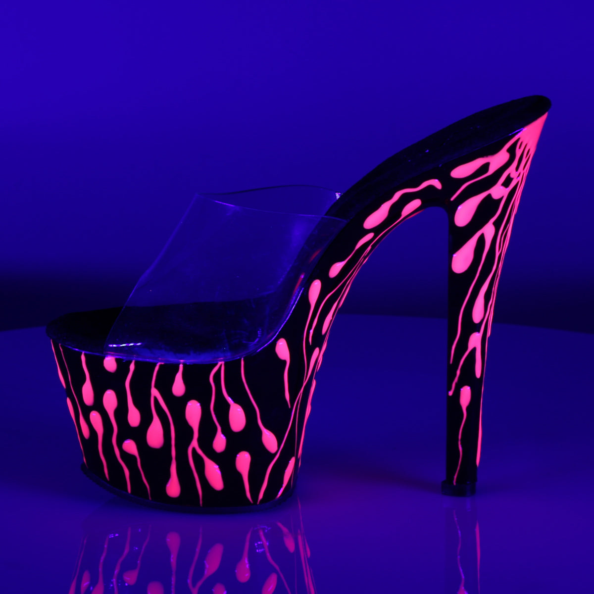 Pleaser Sandali da donna SKY-301-5 CLR / BLK-Neon H. rosa