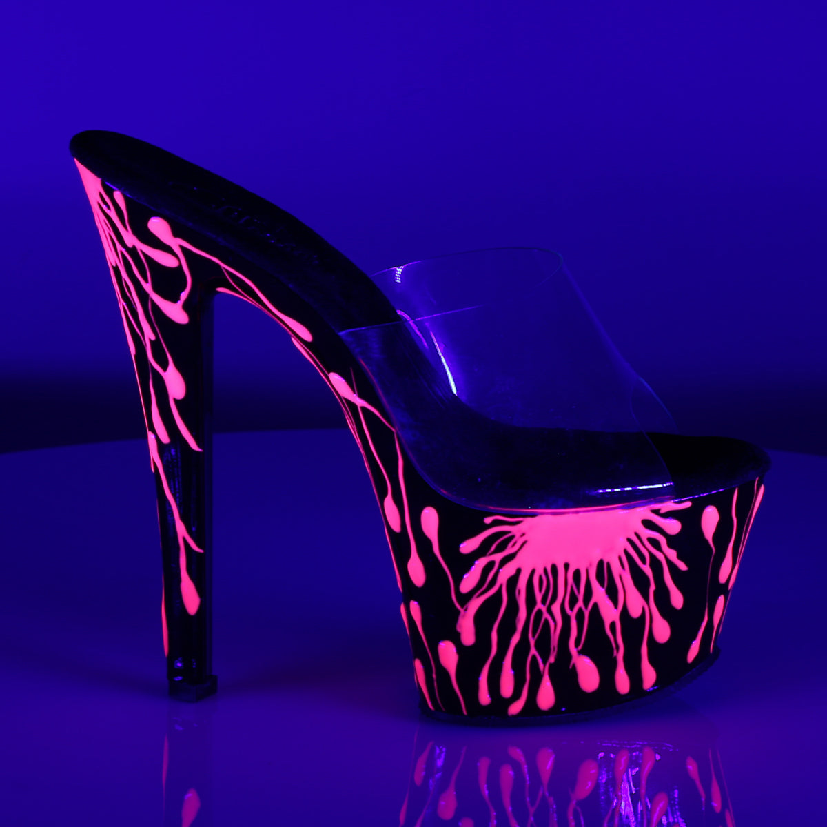Pleaser Sandali da donna SKY-301-5 CLR / BLK-Neon H. rosa