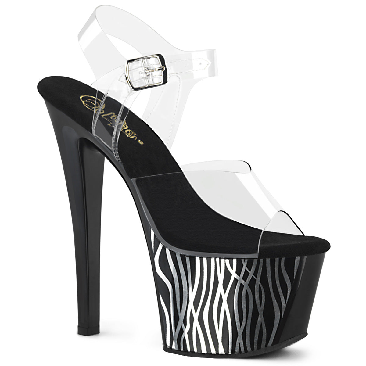 Pleaser Sandali da donna SKY-308CP-2 CLR / BLK-SLV Chrome