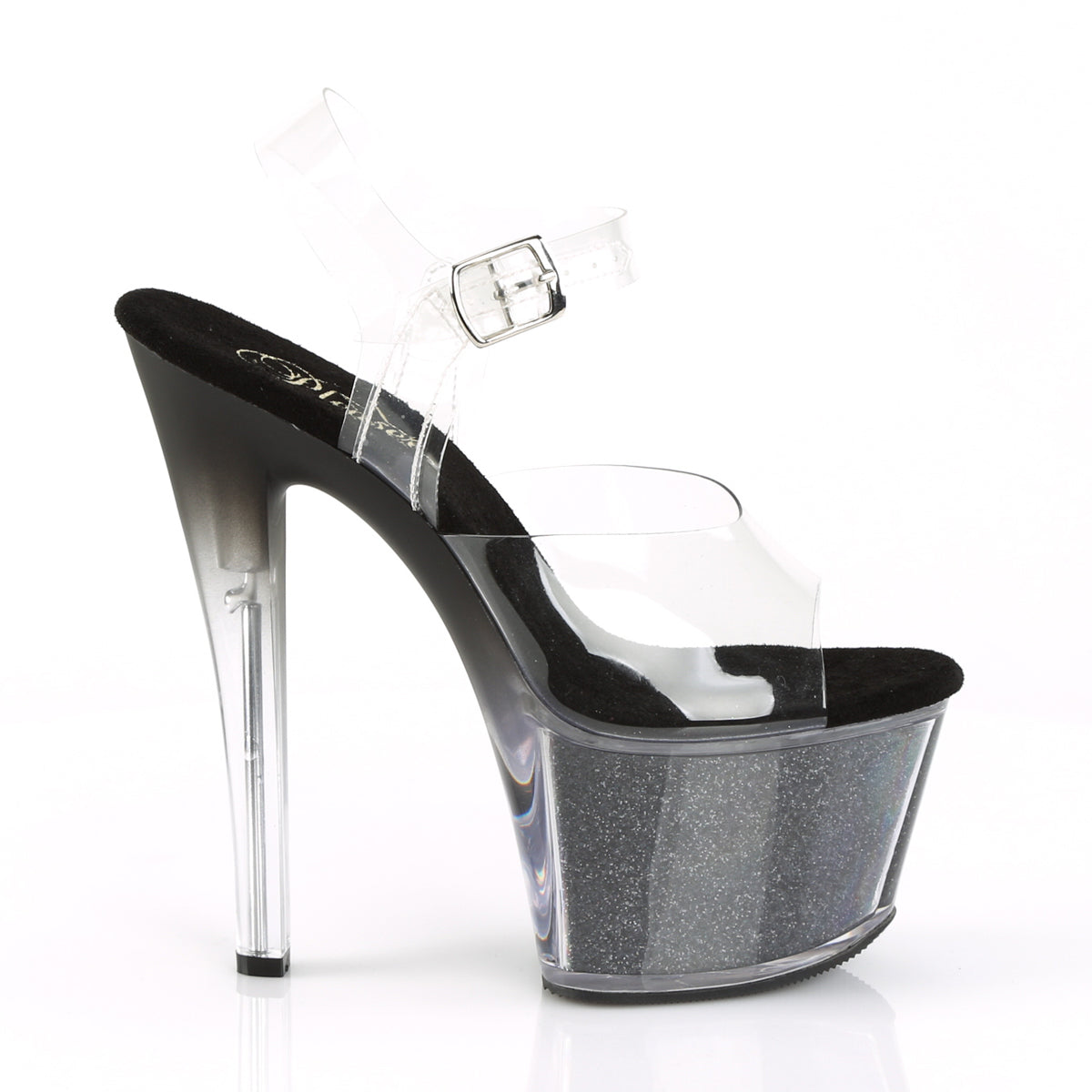 Pleaser Sandali da donna SKY-308G-T CLR / BLK Inserti glitter