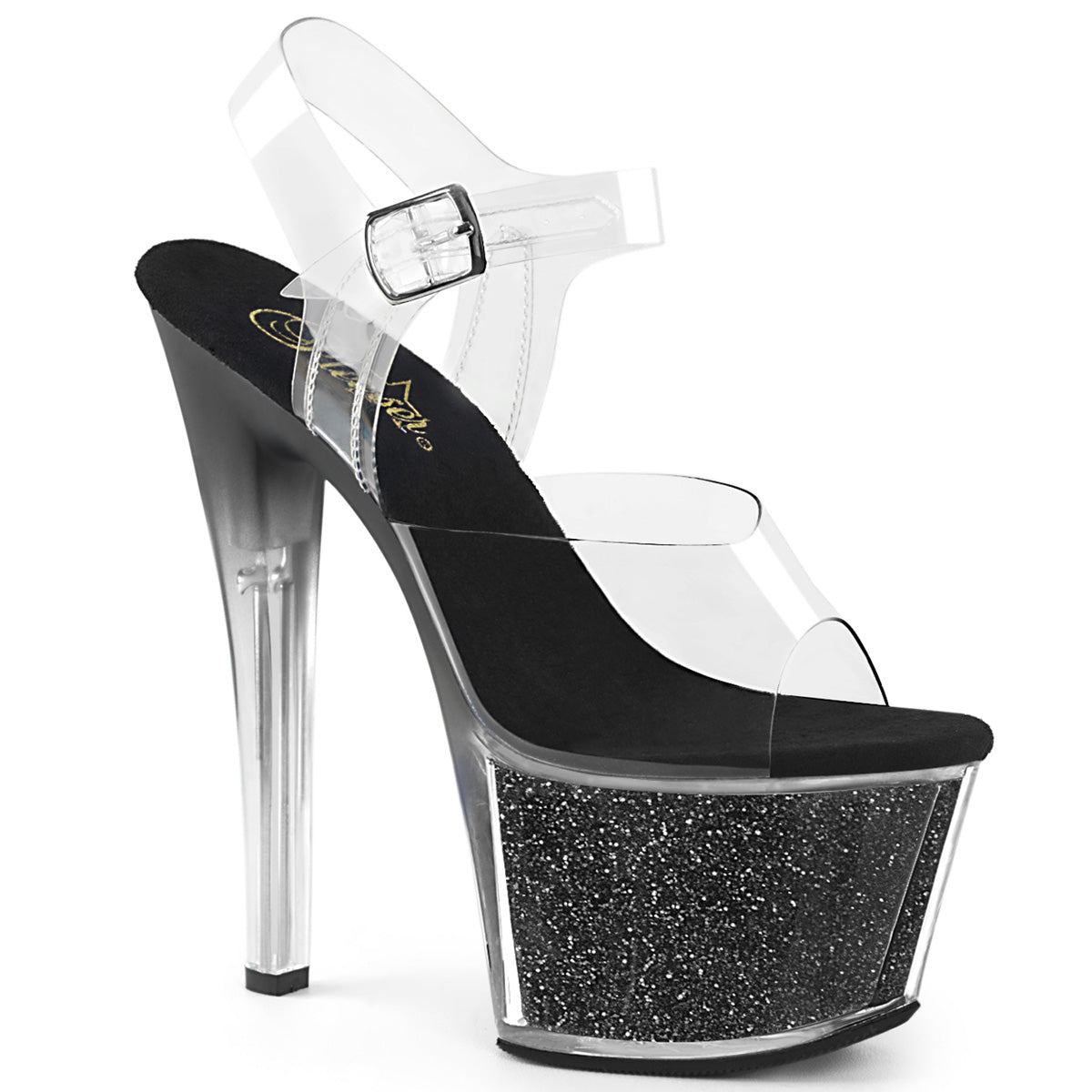 Pleaser Sandali da donna SKY-308G-T CLR / BLK Inserti glitter
