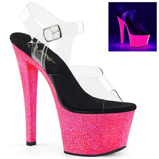 Pleaser Sandali da donna SKY-308UVG CLR / Neon H. Glittello rosa