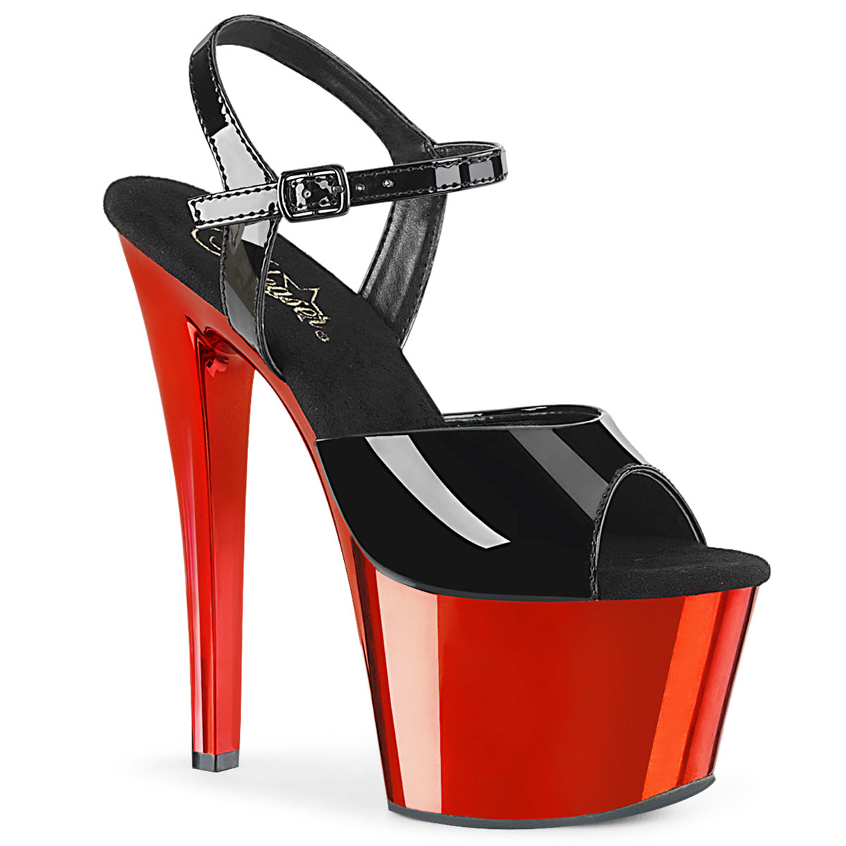 Pleaser Sandali da donna SKY-309 BLK PAT / RED Chrome