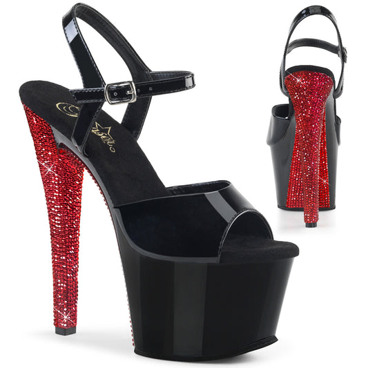 Pleaser Sandali da donna SKY-309CHRS BLK / BLK-RED RSTN