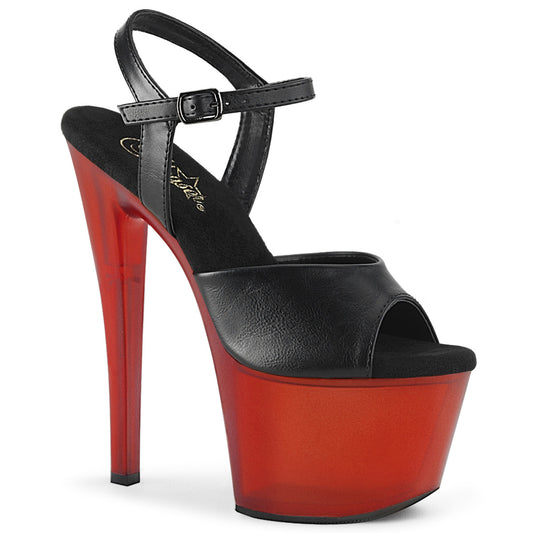 Pleaser Sandali da donna SKY-309T BLK in ecopelle / rosso smerigliato