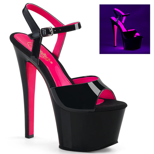 Pleaser Sandali da donna SKY-309tt Blk Pat / Blk-Neon H. rosa