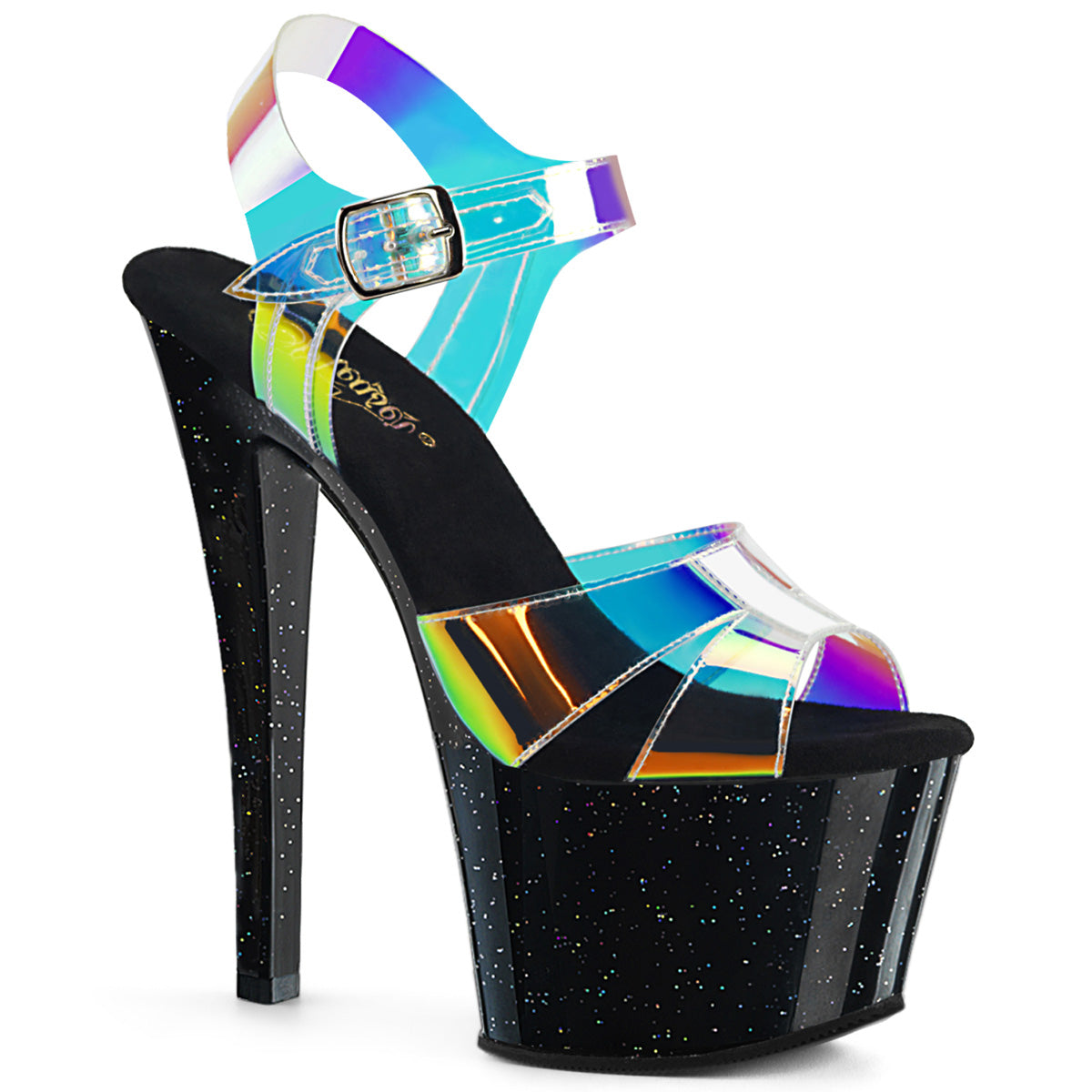 Pleaser Sandali da donna SKY-320mmR Magic Mirror TPU / BLK