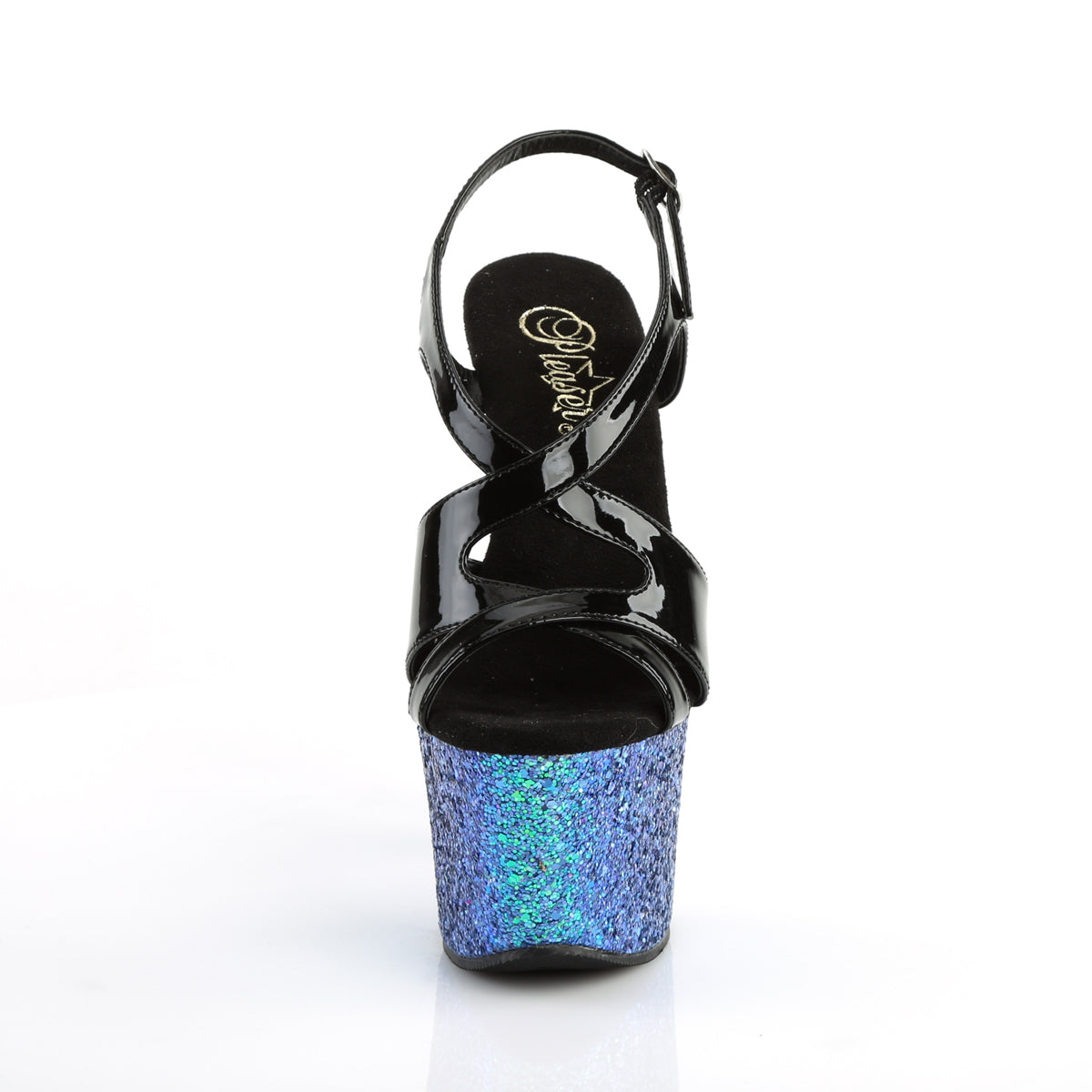 Pleaser Sandali da donna SKY-330LG BLK PAT / Blue Multitter