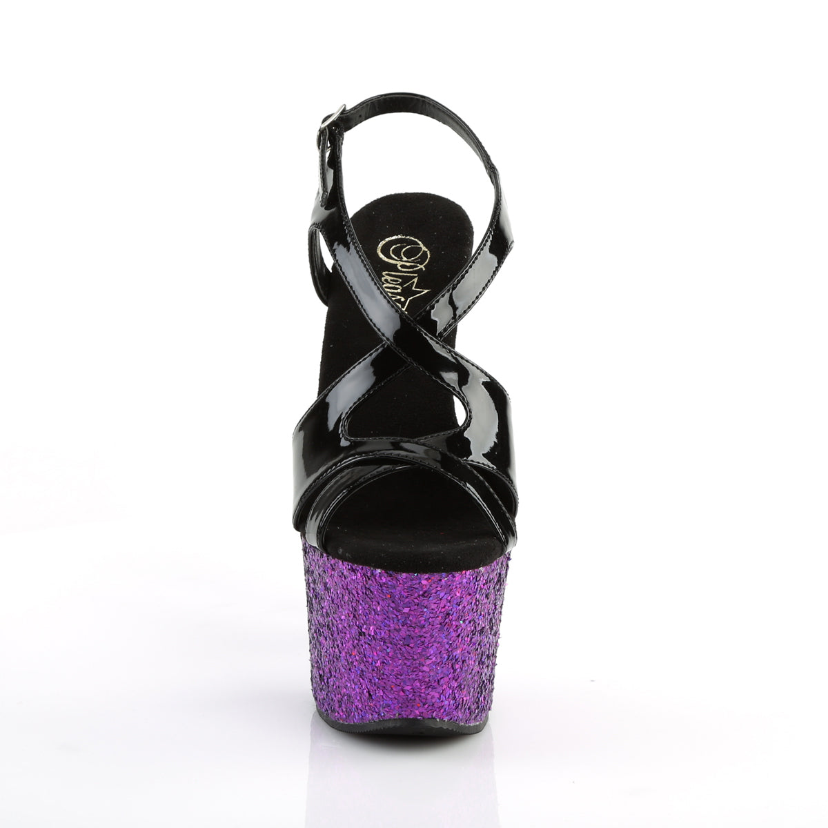 Pleaser Sandali da donna SKY-330Lg BLK PAT / Viola multi glitter