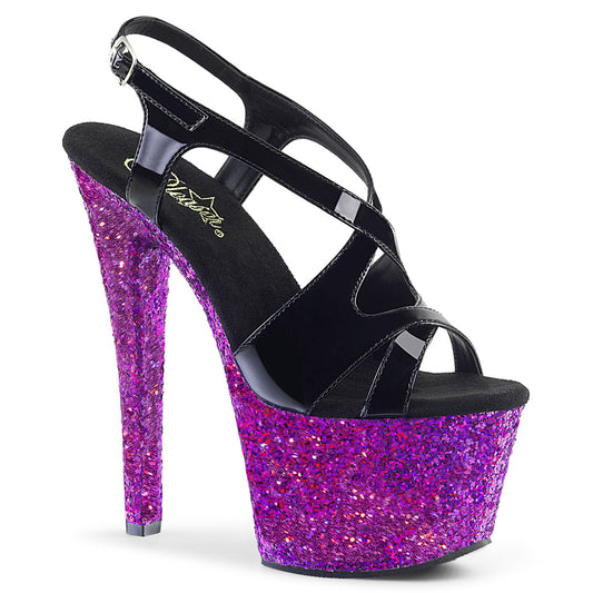 Pleaser Sandali da donna SKY-330Lg BLK PAT / Viola multi glitter