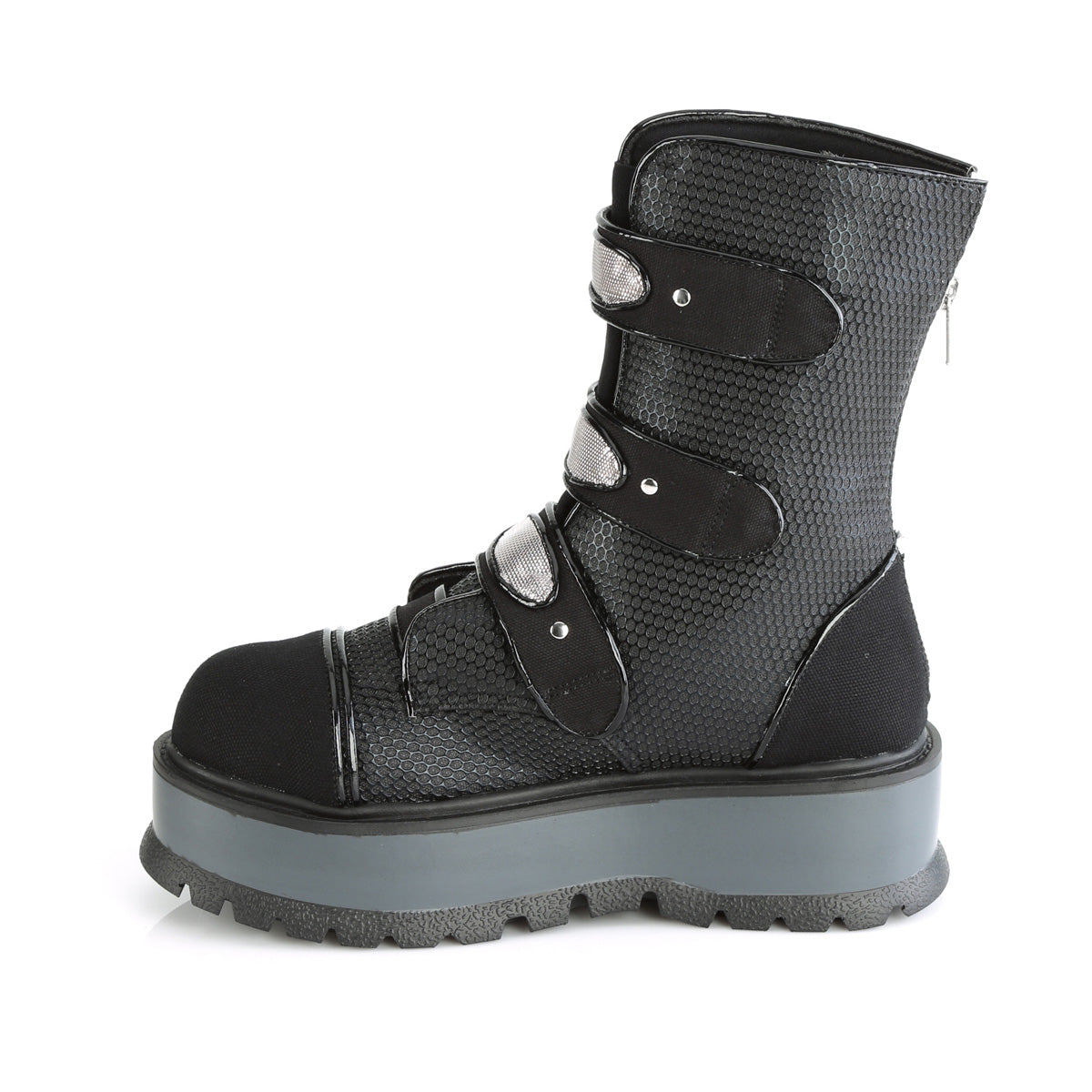 DemoniaCult Stivali da donna SLACKER-101 blk vegan cuoio