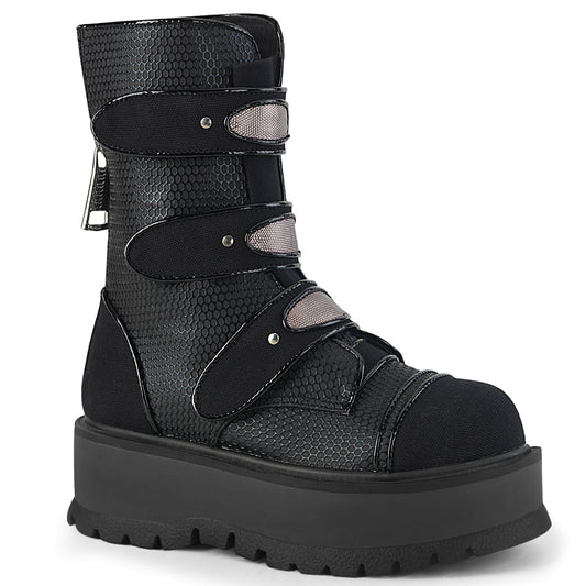 DemoniaCult Stivali da donna SLACKER-101 blk vegan cuoio