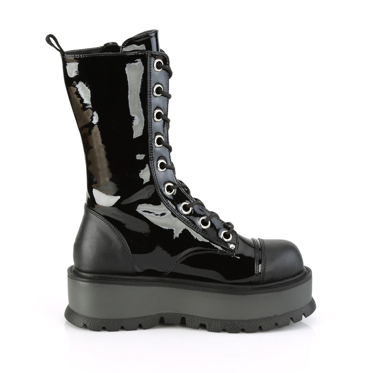 DemoniaCult Stivali da donna SLACKER-220 pelle blk pat-vegan