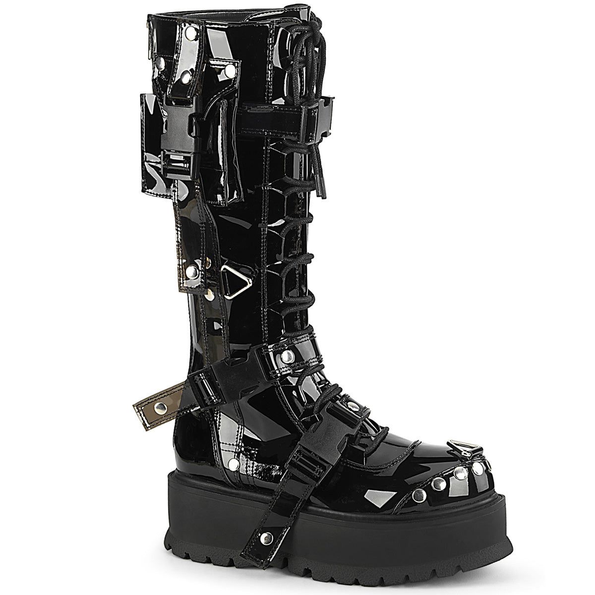 DemoniaCult Stivali da donna SLACKER-260 blk pat