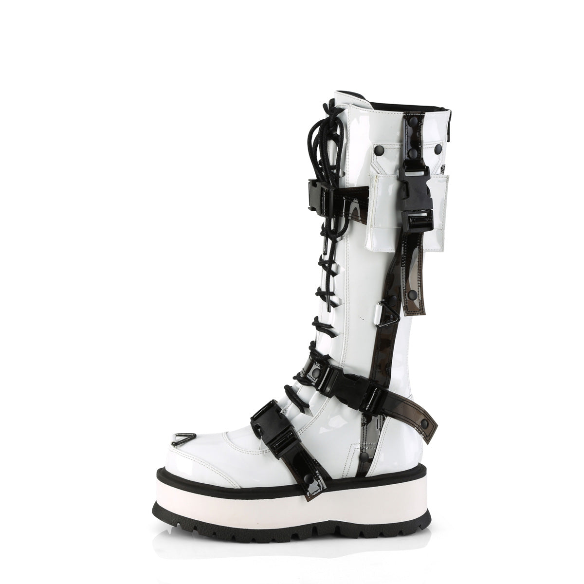 DemoniaCult Stivali da donna SLACKER-260 wht pat