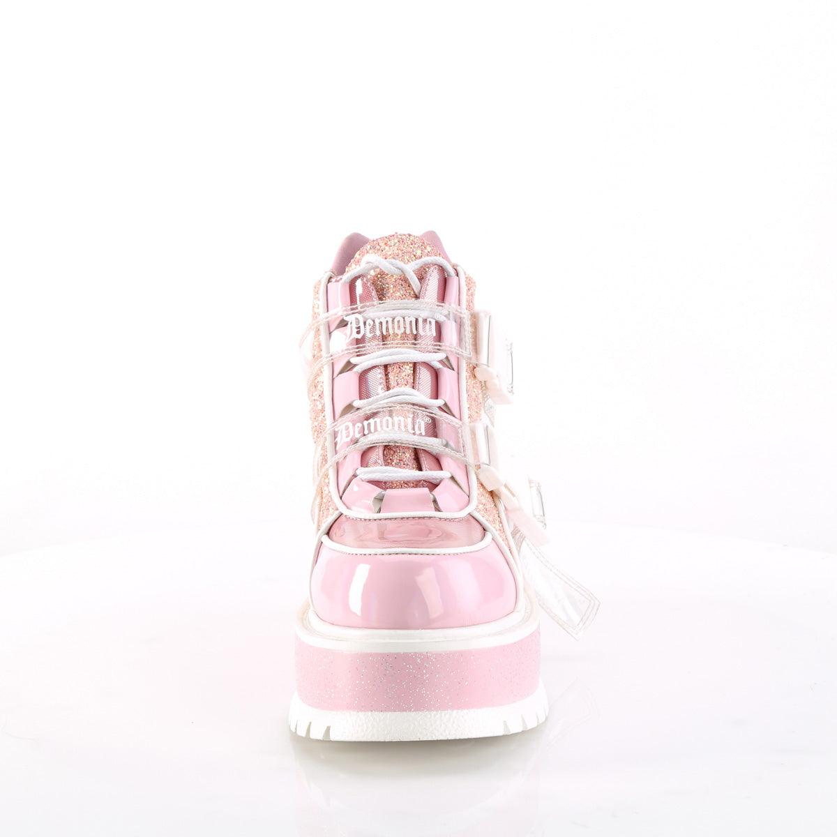 DemoniaCult Stivali alla caviglia SLACKER-50 B. Pink Olographic Pat-Pink Multitter