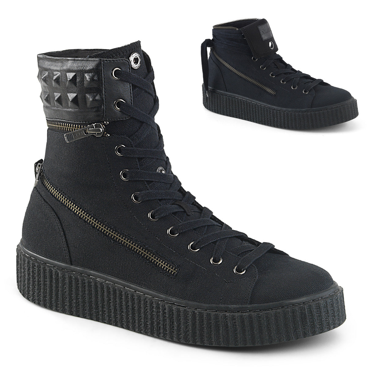 DemoniaCult Stivali alla caviglia da uomo SNEEKER-270 tela blk